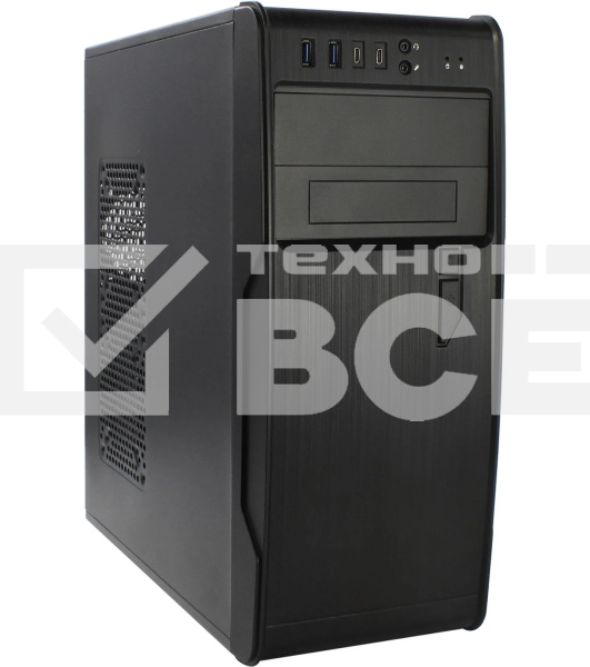 Компьютерный корпус PowerCool без ТМ, S1008BK-2U3C-NP NP (MidiTower, БЕЗ БП, черный, 2*USB3.0+2*USB Type-C +HD Audio)