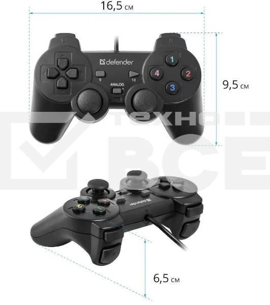 Геймпад Defender Omega USB, Проводной геймпад, 12 кнопок, 2 стика