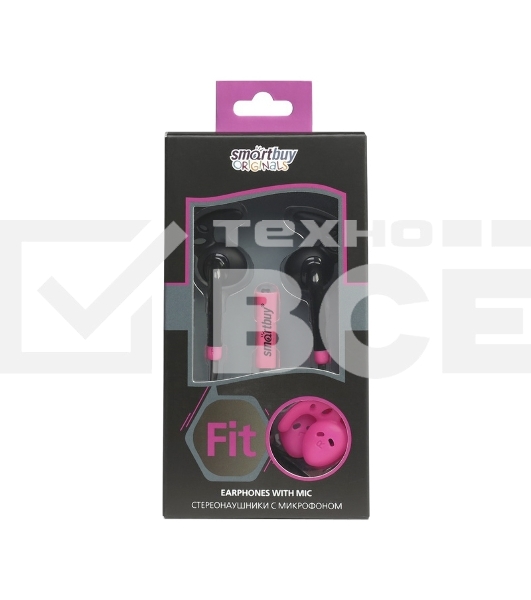 Универсальная мобильная гарнитура Smartbuy FIT, черный/розов