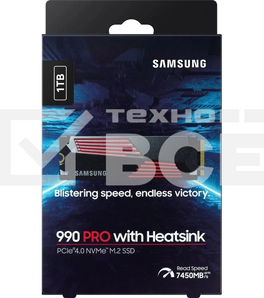 Накопитель SSD Samsung 990 PRO, 1000GB, PCIe 4.0 x4, M.2 2280, NVMe, R/W 7450/6900, с радиатором