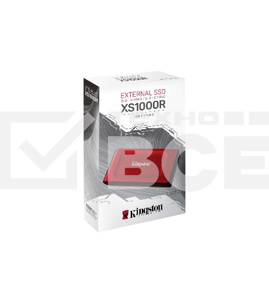 Твердотельный накопитель Kingston External SSD XS1000, 2000GB, Type-C/A, USB 3.2 Gen 2, R/W 1050/1000MB/s, 70x33x14mm, 29g., Red (5 лет)