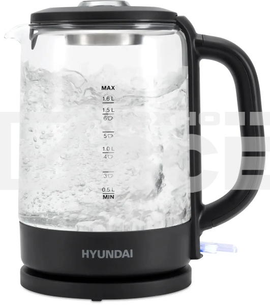 Чайник электрический Hyundai HYK-G3402 1.7л. 2200Вт серый/серебристый (корпус: стекло)