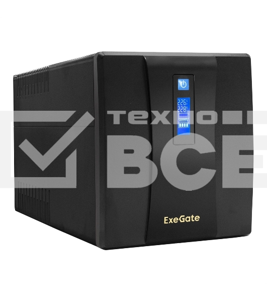 Источник бесперебойного питания ExeGate SpecialPro Smart LLB-1500.LCD.AVR.EURO.RJ 1500VA/950W, LCD, AVR, 4 евророзетки, RJ45/11, черный