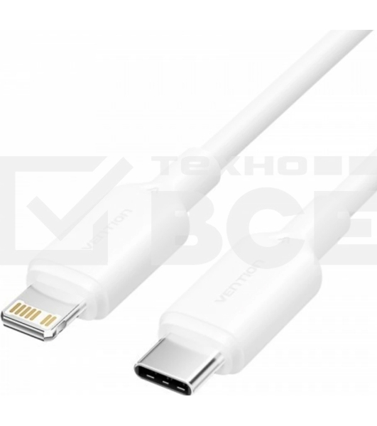 Кабель Vention USB 2.0 CM/Lightning 8M для iPad/iPhone 3A - 1м. Белый