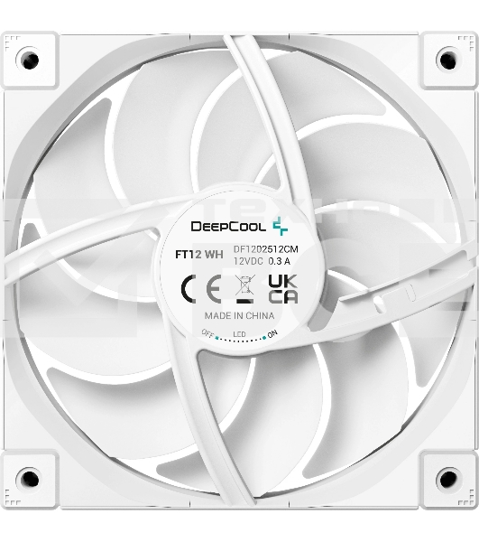 Вентилятор для корпуса DEEPCOOL FT12 белый, 120 мм, 2150 об/мин, 32 дБ, 4 pin