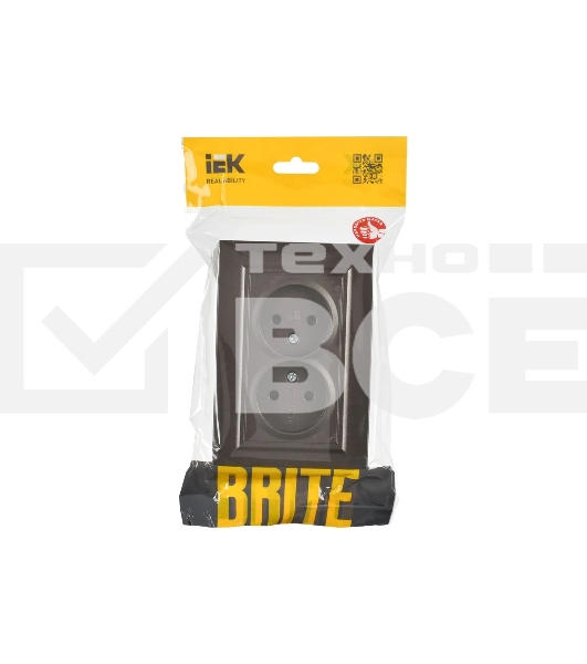 Розетка 2-местная IEK BRITE РС12-2-БрТБ (BR-R20-10-K45-F) 10А в сборе, без заземления, без защитных шторок, темная бронза