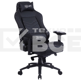 Кресло игровое Cactus CS-CHR-0112BL черный, сиденье черный, эко.кожа, с подголов. крестовина металл, пластик черный