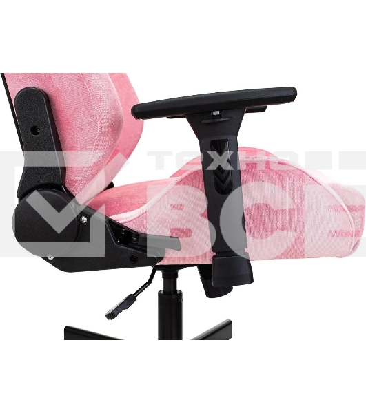 Кресло игровое Knight N1 Fabric розовый Velvet 36 с подголов. крестовина металл