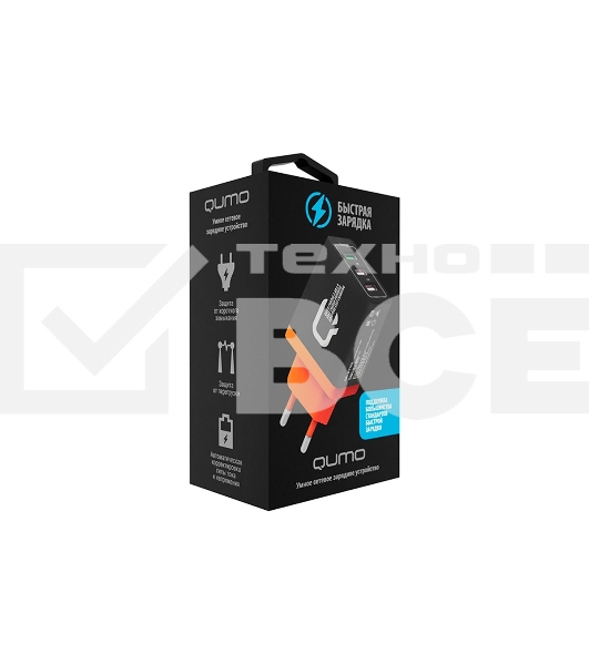 Сетевое зарядное устройство Qumo Quick Charge 3.0 3 USB (Charger 0019), 3 USB, 4.2A, 1 USB (QC 3.0, FCP, AFC) + 2 USB 2,1A, черный