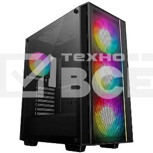 Компьютерный корпус Deepcool MATREXX 55 MESH V4 без БП, боковое окно (закаленное стекло), 3xARGB LED 140мм вентилятора спереди, 1xARGB LED 120мм вентилятор сзади, черный, ATX