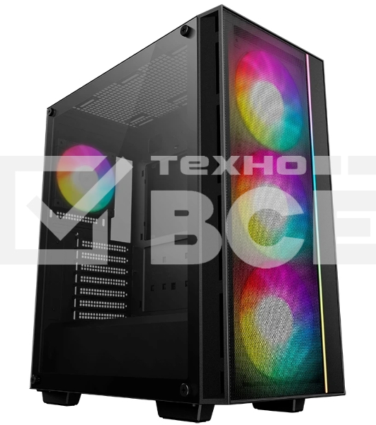 Компьютерный корпус Deepcool MATREXX 55 MESH V4 без БП, боковое окно (закаленное стекло), 3xARGB LED 140мм вентилятора спереди, 1xARGB LED 120мм вентилятор сзади, черный, ATX