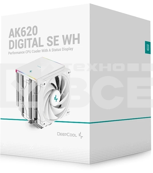 Кулер для процессора DEEPCOOL AK620 DIGITAL SE WH LGA20XX/1700/1200/115X/AM5/AM4 (9шт/кор, TDP 260W, PWM, DUAL Fan 120мм, 6 тепл. трубок, ARGb, белый) RET (R-AK620-WHADMN-GJD)