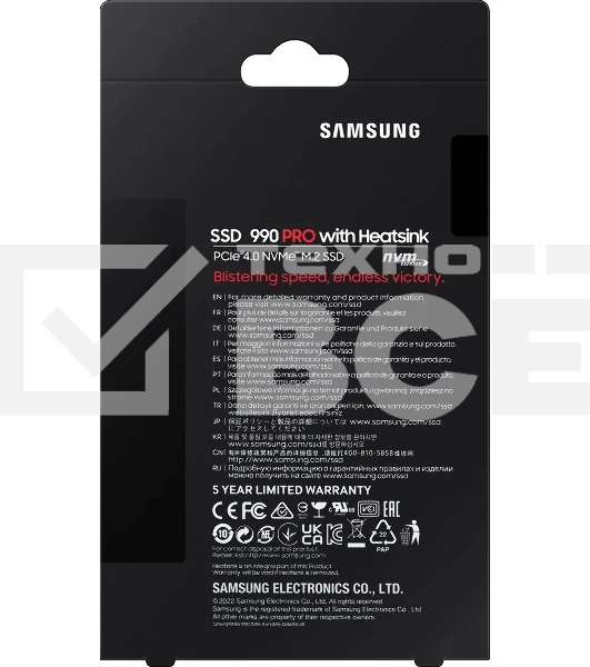 Накопитель SSD Samsung 990 PRO, 1000GB, PCIe 4.0 x4, M.2 2280, NVMe, R/W 7450/6900, с радиатором