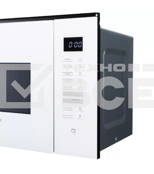 Микроволновая печь встраиваемая DeLonghi DMO 25BB ROMA белый, 25 л, 1450 Вт, переключатели - сенсор