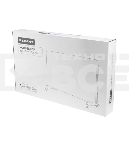 Конвектор Rexant 60-0095 белый, 2000 Вт, 25 м2, термостат
