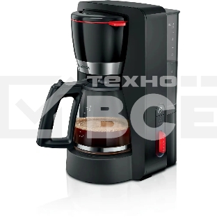 Кофеварка капельная Bosch TKA4M233, черный, тип кофе молотый, 1.4 л, 1200 Вт