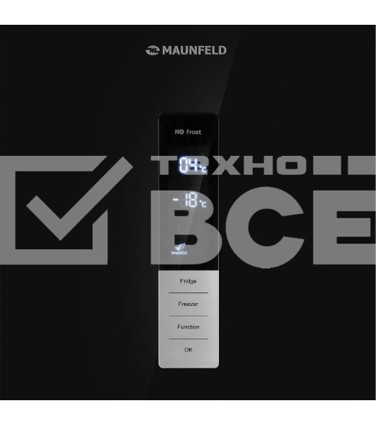 Холодильник Maunfeld MFF200NFBE черный, двухкамерный 271/106л морозилка снизу, Total NoFrost