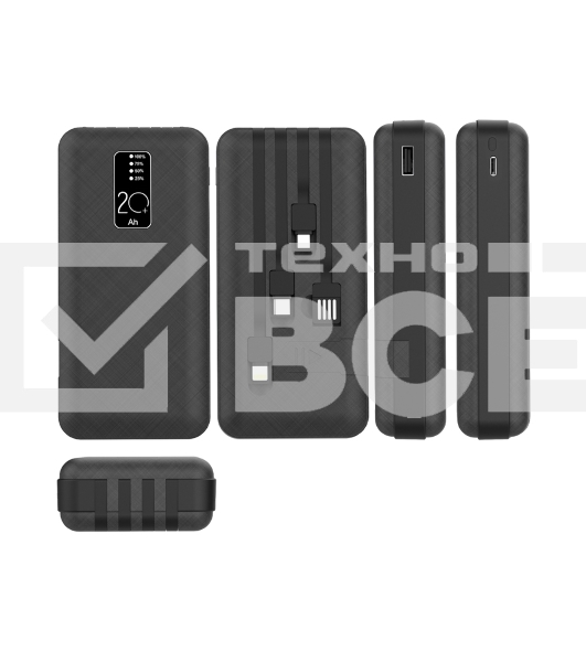 Портативное зарядное устройство Power Bank (аккумуляторная батарея) 20000 mAh, черное Rexant