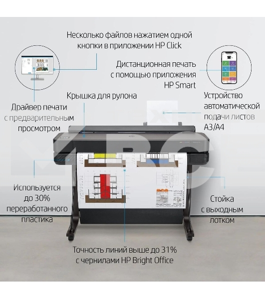 Плоттер струйный HP Designjet T630, A1, цветной, 24