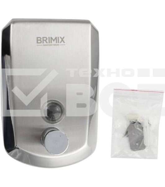 Дозатор жидкого мыла настенный, металический с глазком, из нерж.стали 201, на 500 мл ХРОМ BRIMIX 643