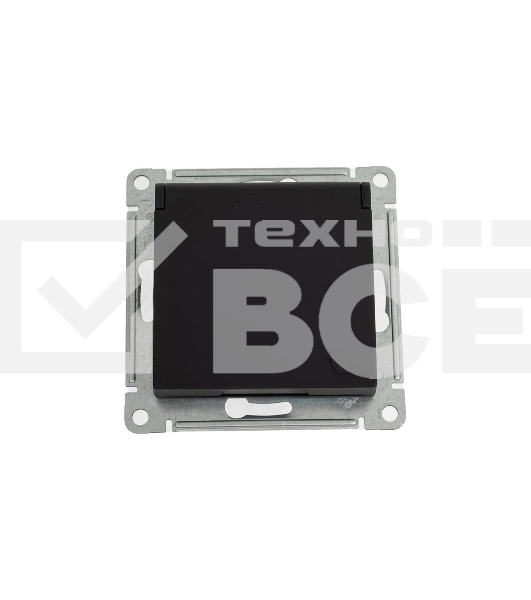 Механизм розетки 1-м СП AtlasDesign 16А IP20 с заземл. защ. шторки с крышкой карбон