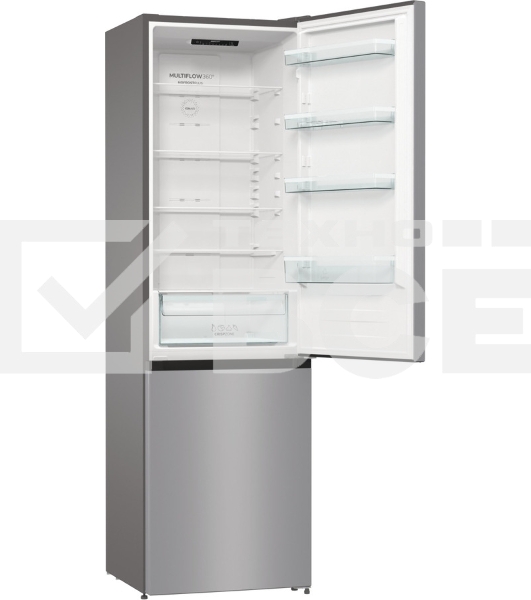 Холодильник Gorenje NRK6201ES4 серебристый двухкамерный 235/96 л морозилка снизу, No Frost