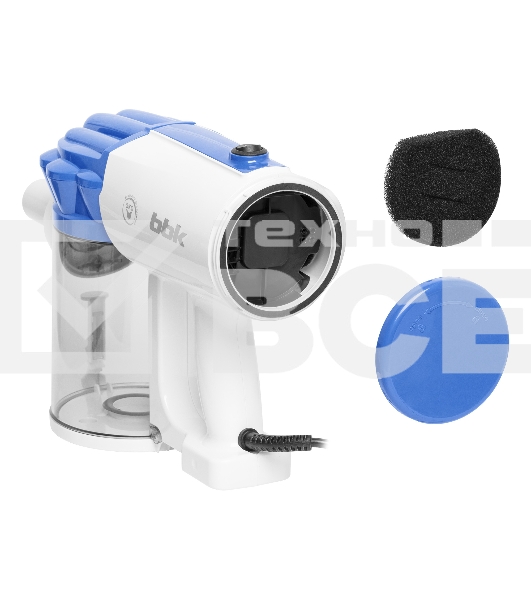 Пылесос вертикальный BBK BV2512 белый/синий, питание от сети, 100 Вт, уборка сухая, пылесборник 0.5 л