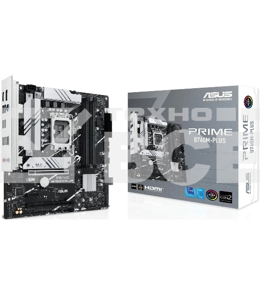 Материнская плата ASUS PRIME B760M-PLUS, LGA 1700, Intel B760, 4xDDR5, 4xSATA, 2xM.2, 1xPCIe 4.0 x4, 1xPCIe 5.0 x16, 1xPCIe x1, 1xDP, 1xHDMI, 1x 2.5Gb LAN, 2xUSB-A 3.2 Gen 2, 4xUSB-A 2.0, 3x3.5 мм, 7.1, mATX
