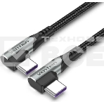 Кабель Vention USB 2.0 CM/CM угловой - 1м. Серый 5А PD100W, фото 1