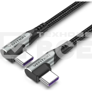 Кабель Vention USB 2.0 CM/CM угловой - 1м. Серый 5А PD100W