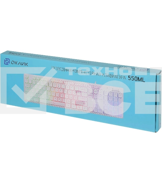Клавиатура проводная Oklick 550ML 1061618, USB, белый