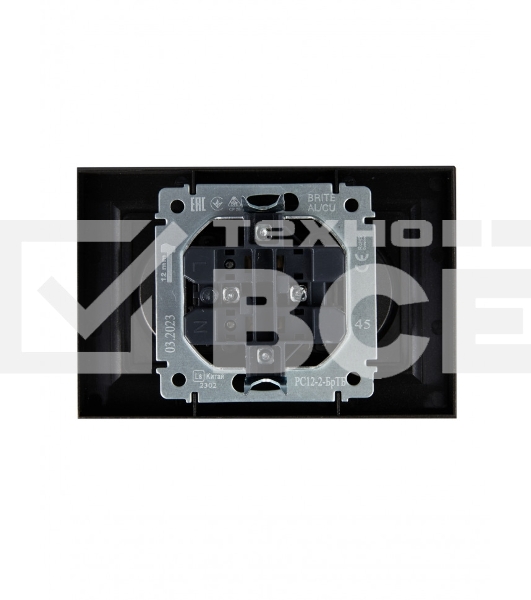 Розетка 2-местная IEK BRITE РС12-2-БрТБ (BR-R20-10-K45-F) 10А в сборе, без заземления, без защитных шторок, темная бронза
