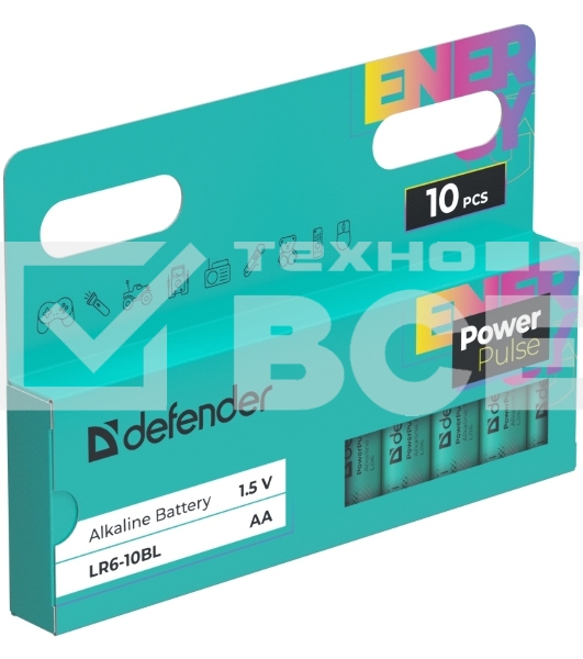 Батарейка алкалиновая Defender LR6-10BL АА,блистер,10 шт., PowerPulse