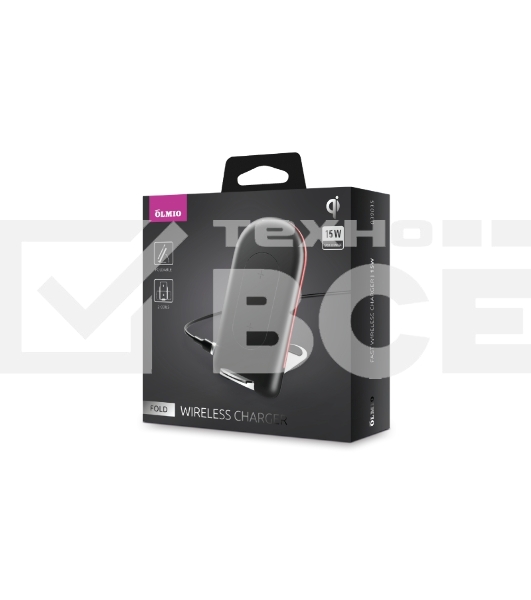 Беспроводное зарядное устройство OLMIO FOLD, QI, 15W, черное