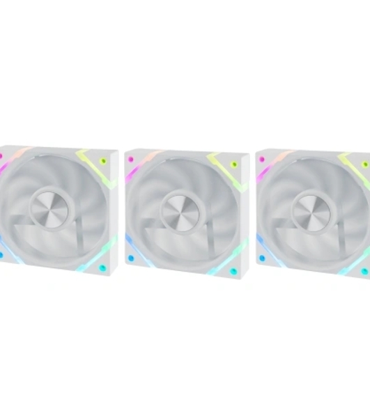 Вентилятор для корпуса Eurocase EU-FN120ARGB_12 WH YH1225 White,120 ARGB fan 3pin+AURA 5V3pin female and male connector with brown box,3pcs in big bro