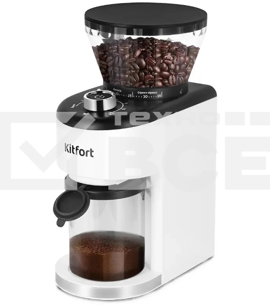 Кофемолка Kitfort КТ-7205 200 Вт, жернова, 250гр, белый/черный