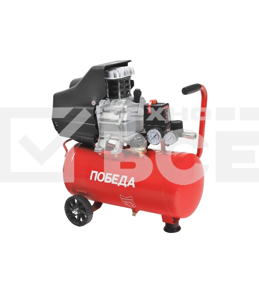 Компрессор Победа поршневой масляный KM 24-230, 230 л/мин, 8 бар, 1500 Вт, 24 л, быстросъемный 1/4
