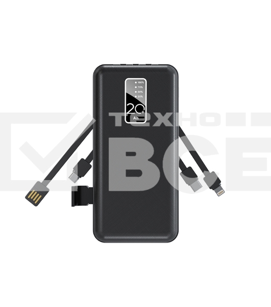 Портативное зарядное устройство Power Bank (аккумуляторная батарея) 20000 mAh, черное Rexant