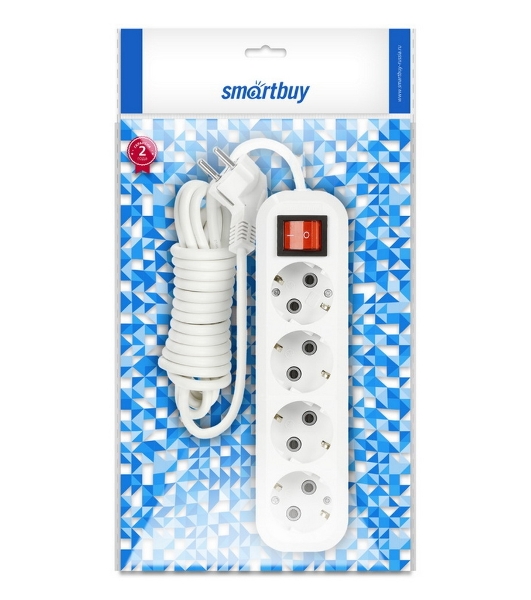 Удлинитель Smartbuy (SBE-16-4-05-ZS) 4 гнз х 5,0 м (16А/3.5 кВт, ПВС 3х1.0)
