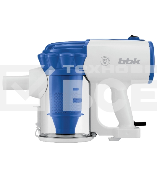 Пылесос вертикальный BBK BV2512 белый/синий, питание от сети, 100 Вт, уборка сухая, пылесборник 0.5 л