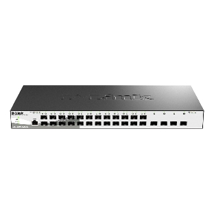 Коммутатор D-Link DGS-1210-28XS/ME/B2A, 24×1 Гбит/с SFP + 4×10 Гбит/с SFP+, настраиваемый