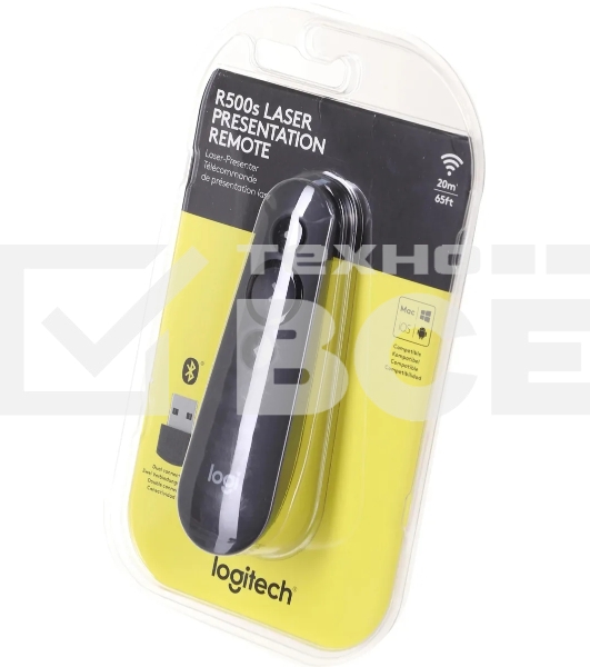 Презентер Logitech R500s Graphite черный, Bluetooth + 2.4 GHz, USB-ресивер , 3 программируемых кнопки, лазерная указка