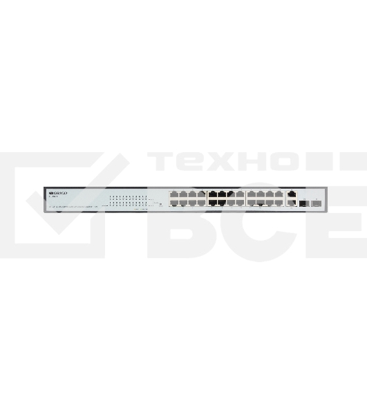 Коммутатор Smart Managed Switch 24x100Base-TX PoE, 2xCombo 1000Base-T/SFP, PoE Budget 280W, 19