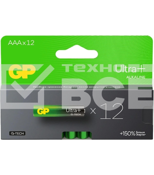 Батарея GP Ultra Plus Alkaline 24AUPA21-2CRB12 AAA (12шт) блистер
