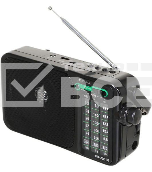 Радиоприемник портативный Сигнал РП-233BT черный USB microSD
