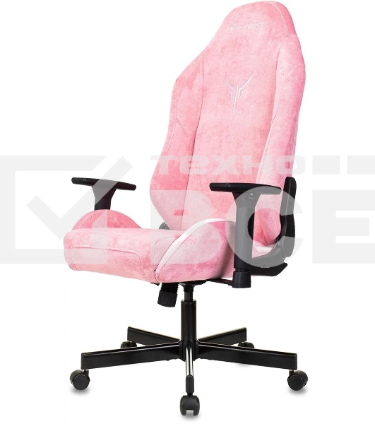 Кресло игровое Knight N1 Fabric розовый Velvet 36 с подголов. крестовина металл