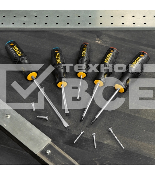 Набор отверток Denzel 5 шт., PH+SL, S2, 3к рукоятка