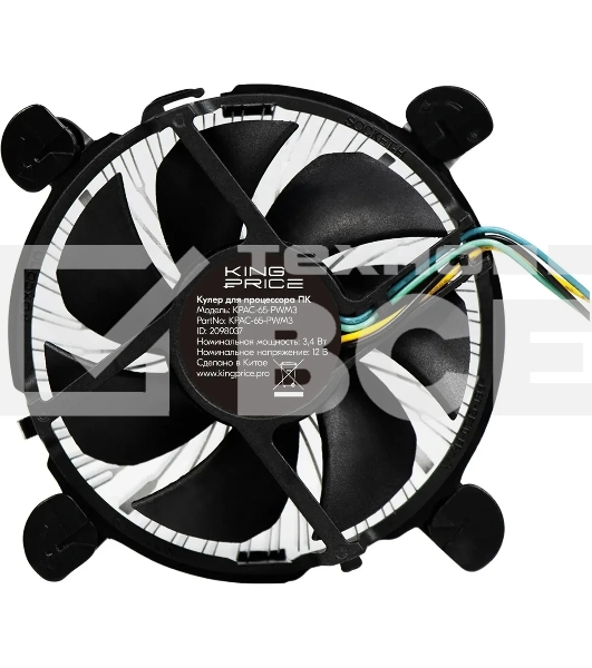 Кулер KingPrice KPAC-65-PWM3 92x92x25мм Soc-1200/1150/1151/1155 черный 4-pin 18-35dB Al 65W 140gr Ret