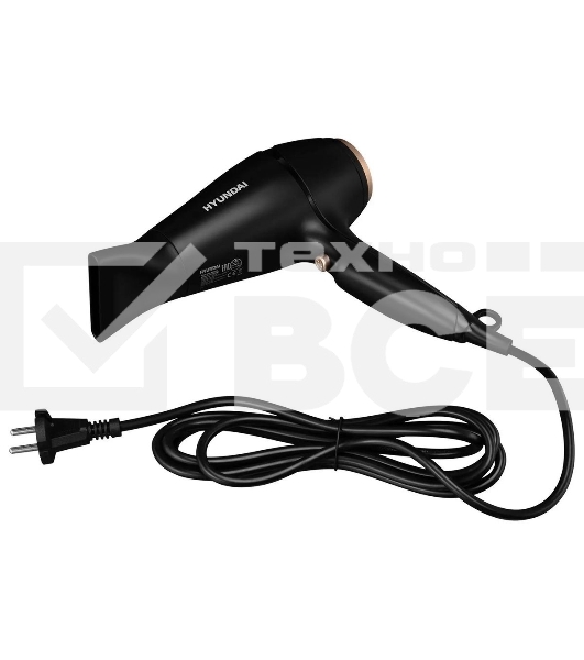 Фен Hyundai H-HD0767 черный, 2000 Вт, ионизация