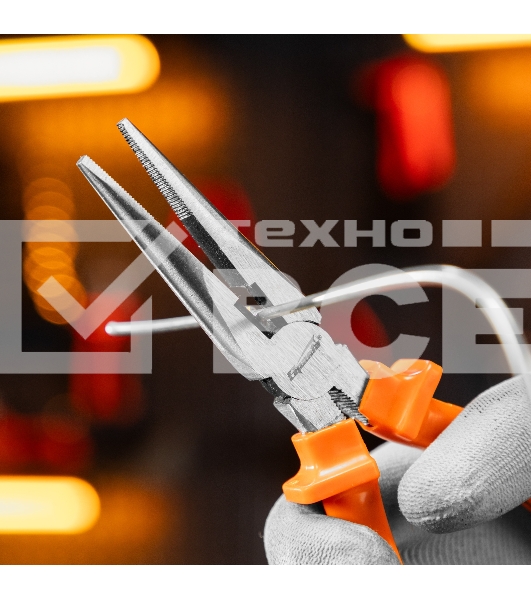 Длинногубцы Sparta Classic, 180 мм, прямые шлифованные, пластмассовые рукоятки